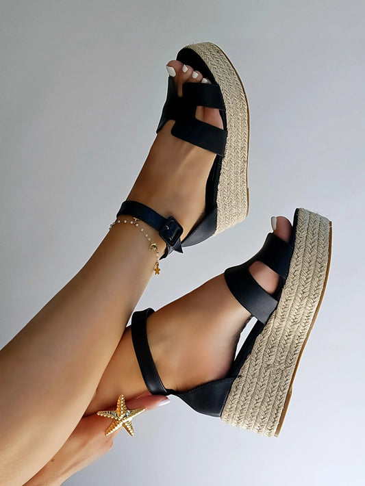 Espadrilles plateforme H – Noir Élégant