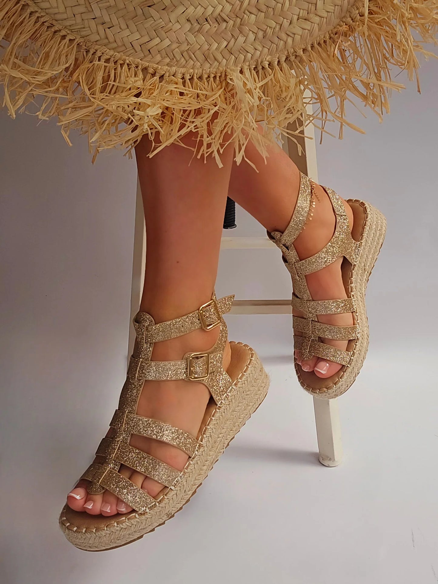 Spartiates espadrilles – Doré Pailleté